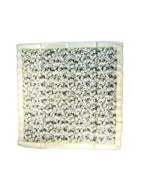 Vintage YSL Silk Chiffon Floral Scarf Yellow Border